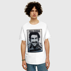 Футболка оверсайз мужская Escobar draw portrait, цвет: белый — фото 2