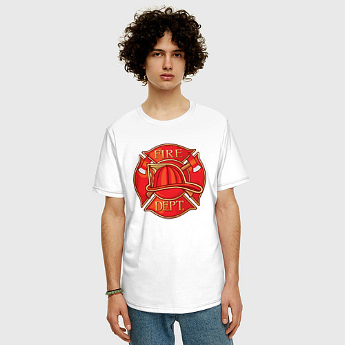 Мужская футболка оверсайз Пожарная станция / Белый – фото 3