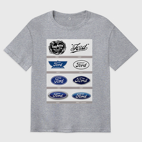 Мужская футболка оверсайз Ford логотип / Меланж – фото 1