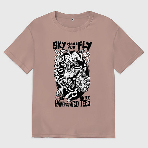 Мужская футболка оверсайз Небо зовёт летать / Пыльно-розовый – фото 1