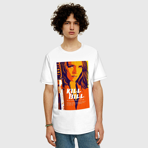 Мужская футболка оверсайз Kill bill - Uma Thurman / Белый – фото 3