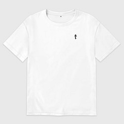 Мужская футболка оверсайз За веру царя и святую триединую Русь малый крест ч