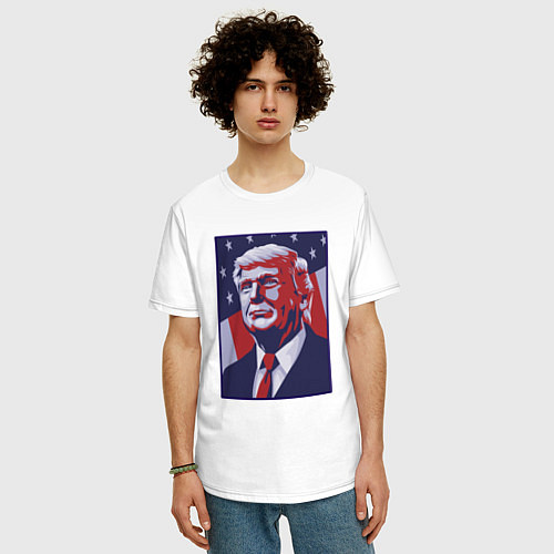 Мужская футболка оверсайз Дональд Трамп / Белый – фото 3