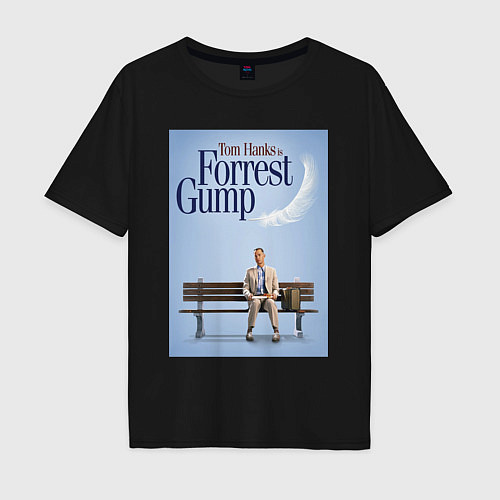 Мужская футболка оверсайз Forrest Gump - Tom is on the bench / Черный – фото 1
