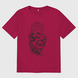 Футболка оверсайз мужская Магическая битва Сукуна Юджи, цвет: маджента