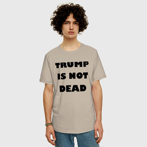 Мужская футболка оверсайз Trump is not dead - motto / Миндальный – фото 3
