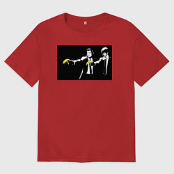 Футболка оверсайз мужская Бэнкси банановое чтиво, цвет: красный