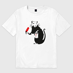 Футболка оверсайз мужская Banksy rat, цвет: белый
