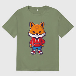 Футболка оверсайз мужская Модный лисёнок, цвет: авокадо