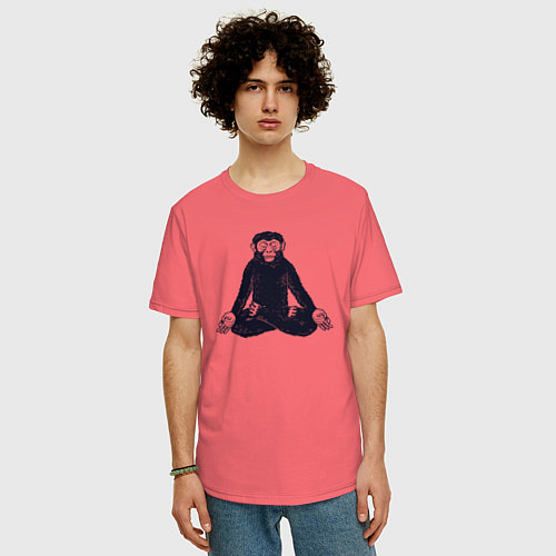 Мужская футболка оверсайз Yoga monkey / Коралловый – фото 3