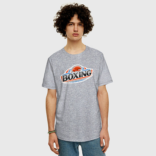 Мужская футболка оверсайз Boxing team / Меланж – фото 3