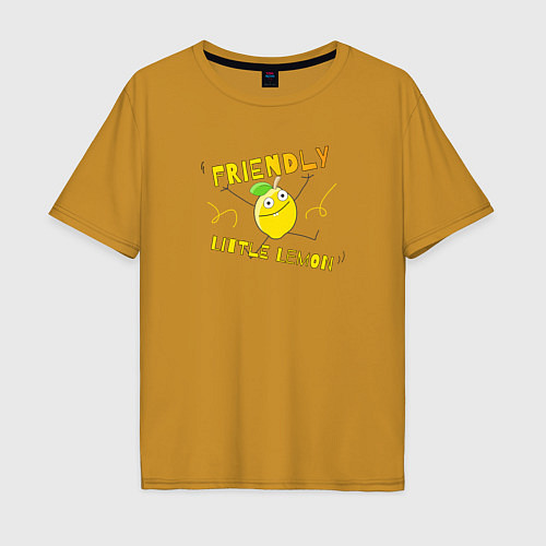 Мужская футболка оверсайз Friendly little lemon / Горчичный – фото 1