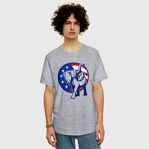 Мужская футболка оверсайз USA elephant / Меланж – фото 3