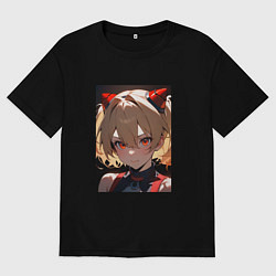 Футболка оверсайз мужская Аска из Евангелион, цвет: черный