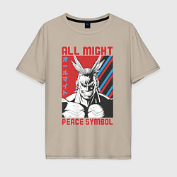 Мужская футболка оверсайз Моя геройская академия All Might pease symbol