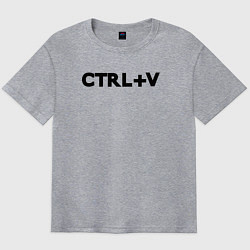 Футболка оверсайз мужская Иностранная надпись cntrl v, цвет: меланж