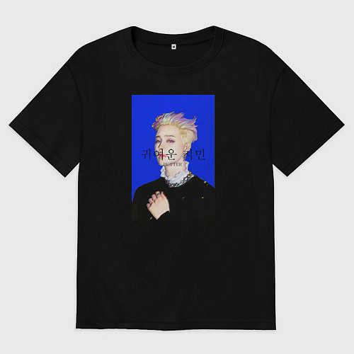 Мужская футболка оверсайз BTS Чимин масло синий / Черный – фото 1
