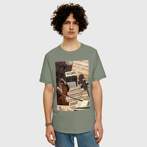 Мужская футболка оверсайз Музыка эстетика / Авокадо – фото 3