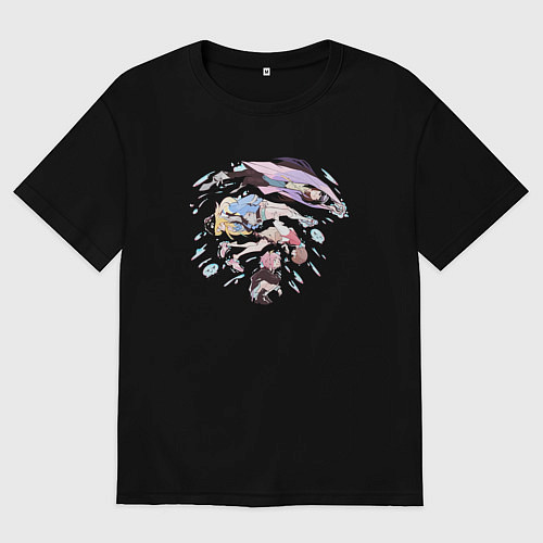 Мужская футболка оверсайз Медуза не умеет плавать в ночи / Черный – фото 1