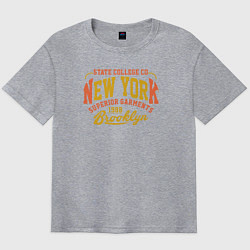 Футболка оверсайз мужская New York Brooklyn, цвет: меланж