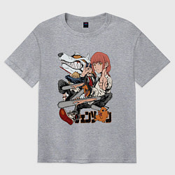Футболка оверсайз мужская Человек-бензопила Макима Аки Пауэр Денджи Почита Л, цвет: меланж