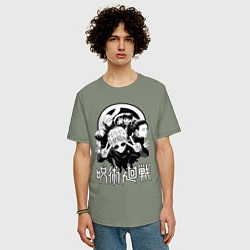 Футболка оверсайз мужская Магическая битва группа Годжо, цвет: авокадо — фото 2