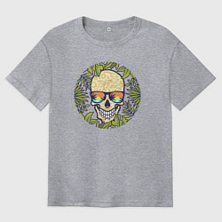 Футболка оверсайз мужская Skull and nature, цвет: меланж