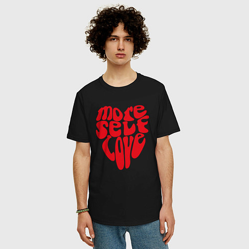 Мужская футболка оверсайз Red more self love / Черный – фото 3