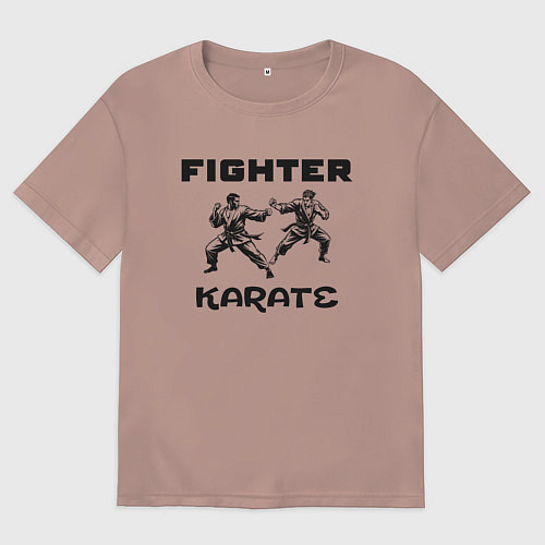 Мужская футболка оверсайз Fighters karate / Пыльно-розовый – фото 1