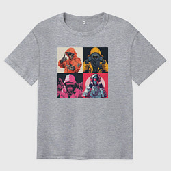 Футболка оверсайз мужская Киборг рэперы, цвет: меланж