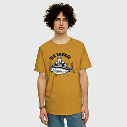 Футболка оверсайз мужская Fish breeze, цвет: горчичный — фото 2