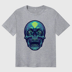 Футболка оверсайз мужская Skull mood, цвет: меланж