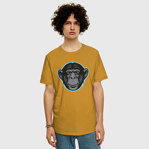 Мужская футболка оверсайз Funny monkey / Горчичный – фото 3