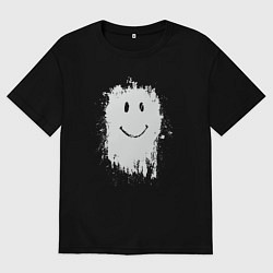 Футболка оверсайз мужская Стекающий смайлик, цвет: черный