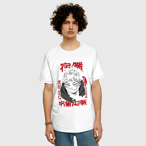 Мужская футболка оверсайз Магическая битва Итадори Itadori / Белый – фото 3