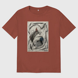 Футболка оверсайз мужская Абстрактная картина Forms, цвет: кирпичный