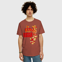 Футболка оверсайз мужская Russia, цвет: кирпичный — фото 2