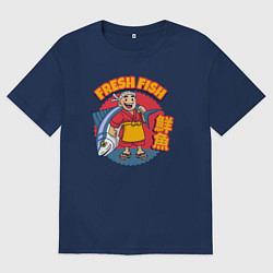 Футболка оверсайз мужская Fresh fish, цвет: тёмно-синий