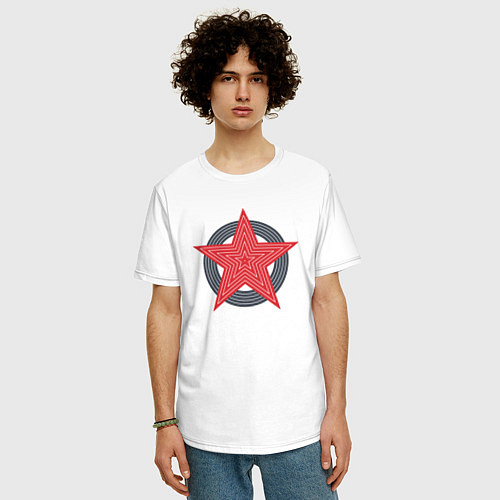 Мужская футболка оверсайз Red star symbol / Белый – фото 3