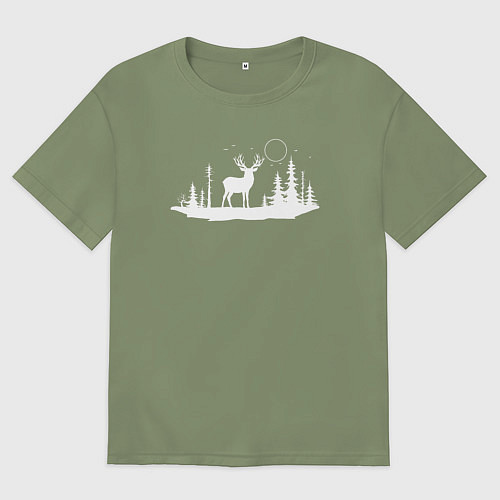 Мужская футболка оверсайз Олень в лесу / Авокадо – фото 1