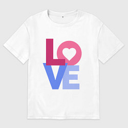 Футболка оверсайз мужская Надпись лав с сердцем, цвет: белый