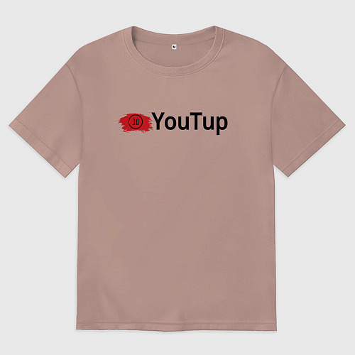 Мужская футболка оверсайз Youtup youtube / Пыльно-розовый – фото 1