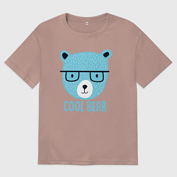 Футболка оверсайз мужская Крутой мишка, цвет: пыльно-розовый