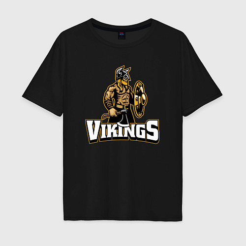 Мужская футболка оверсайз Vikings team / Черный – фото 1