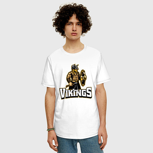 Мужская футболка оверсайз Vikings team / Белый – фото 3