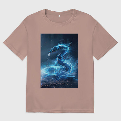 Мужская футболка оверсайз Змея в молниях / Пыльно-розовый – фото 1