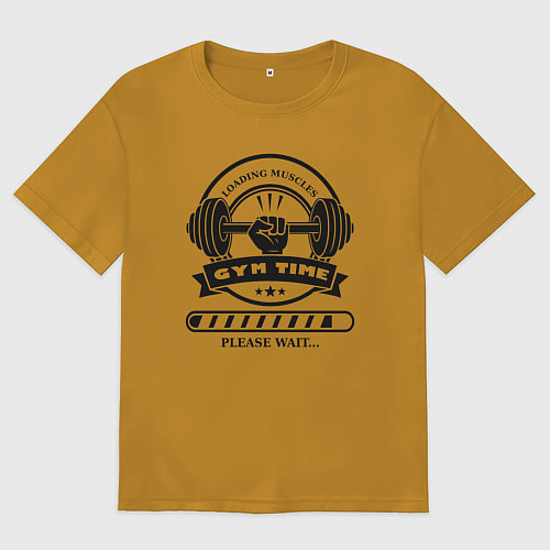 Мужская футболка оверсайз Зож время загружать свои мышцы / Горчичный – фото 1