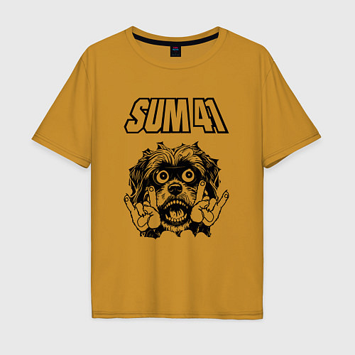 Мужская футболка оверсайз Sum41 - rock dog / Горчичный – фото 1