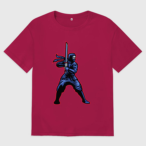 Мужская футболка оверсайз Sword ninja / Маджента – фото 1