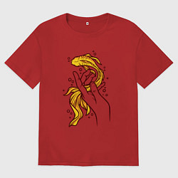 Футболка оверсайз мужская Золотая рыбка, цвет: красный